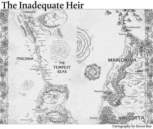 Map for the Inadequate Heir in the Bridge Kingdom series by Danielle L. Jensen