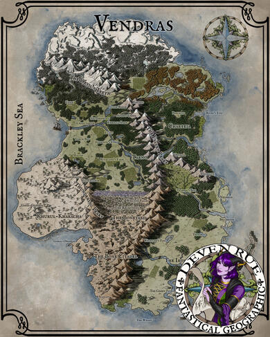 Map of the continent of Vendras - GM commission